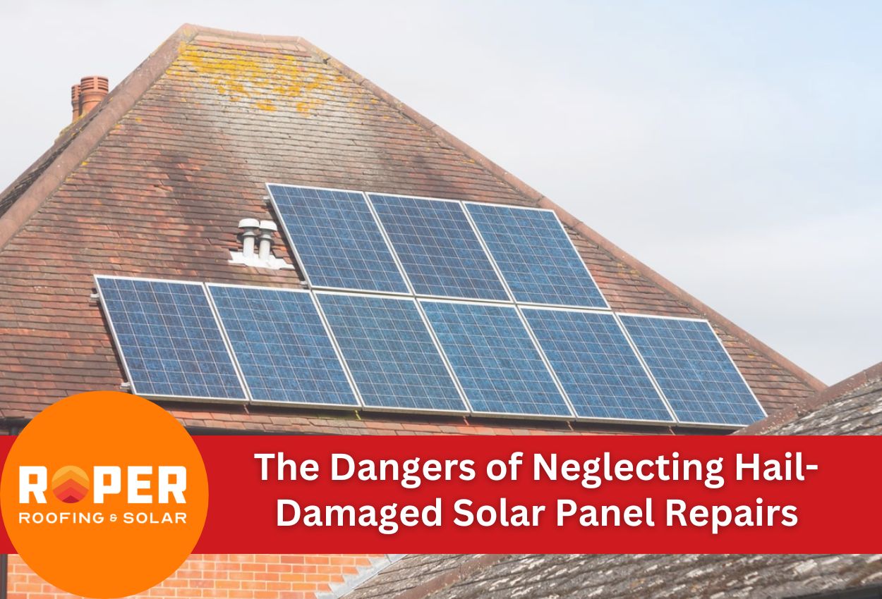 damaged roof with solar panels