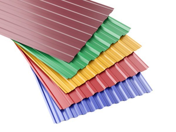Metal corrugated roof sheets stack
